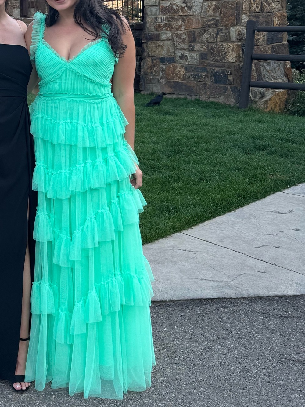 Women’s Mint Layered Ruffle Evening Dress - Betsy Adam
